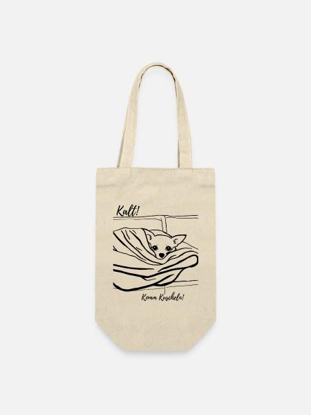 Kalt! Komm Kuscheln! - Geschenkbeutel für Flaschen - Natur