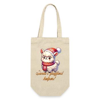 Alpaka - Santa's little helper! - Geschenkbeutel für Flaschen - Natur - Vorne