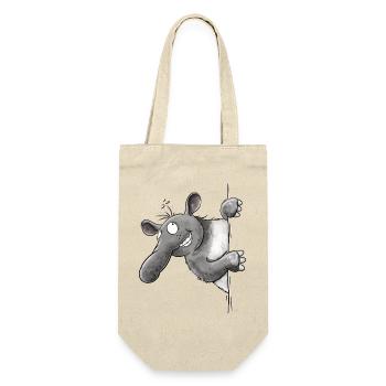 Drolliges Tapir I Cartoon Tiermotiv - Geschenkbeutel für Flaschen - Natur - Vorne