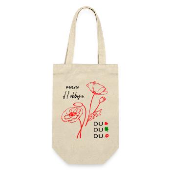meine Hobbys sind Du, Love - Geschenkbeutel für Flaschen - Natur - Vorne