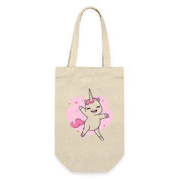 tanzendes happy einhorn fee unicorn fantasy - Geschenkbeutel für Flaschen - Natur - Vorne