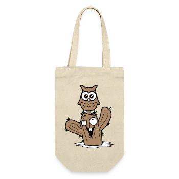 Owl Cactus Desert 2 Friends Happy Team Cartoon - Gift Bag for Bottles - nature - Front