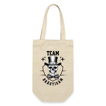 JGA Team Bräutigam Totenkopf Junggesellenabschied - Geschenkbeutel für Flaschen - Natur - Vorne