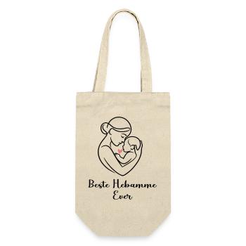 Beste Hebamme Ever - personalisierbares Design - Geschenkbeutel für Flaschen - Natur - Vorne