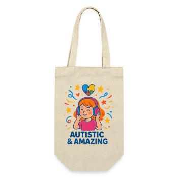 Autistic & Amazing Girls Kids Gift Quote - Gift Bag for Bottles - nature - Front