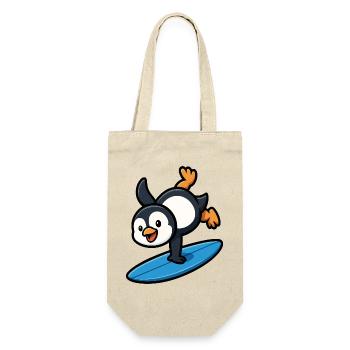 Cooler Pinguin Surfer Sommer Pool Strand Outfit - Geschenkbeutel für Flaschen - Natur - Vorne