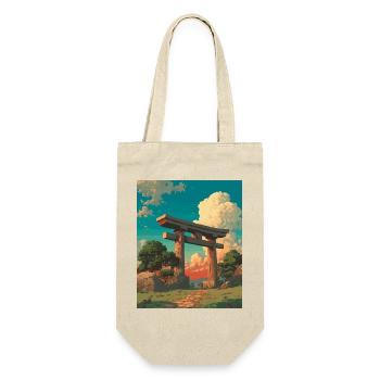 Sunset Behind Traditional Torii Gate - Gift Bag for Bottles - nature - Front