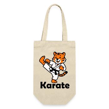 Karate Tiger - Geschenkbeutel für Flaschen - Natur - Vorne