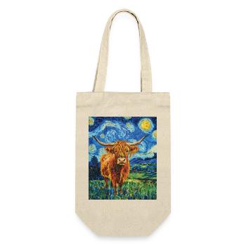 Highland Cow - Geschenkbeutel für Flaschen - Natur - Vorne