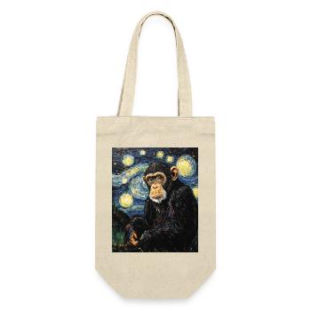 Affe Schimpanse Van Gogh Style Starry  - Geschenkbeutel für Flaschen - Natur - Vorne