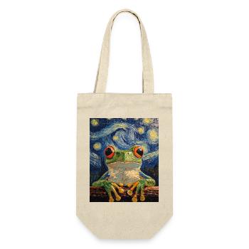 Frosch Frösche Van Gogh Style Starry Night - Geschenkbeutel für Flaschen - Natur - Vorne