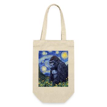 Gorille Gorille Singe Style Van Gogh Nuit étoilée - Sac à bouteille - nature - Devant