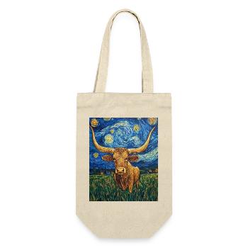 Longhorn vache vaches taureau van gogh nuit étoilée - Sac à bouteille - nature - Devant