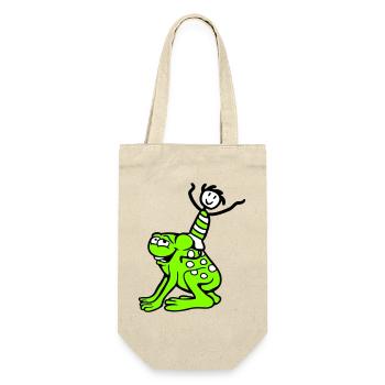 2 Freunde Frosch Junge Reiten Team Kröte Lustig - Geschenkbeutel für Flaschen - Natur - Vorne