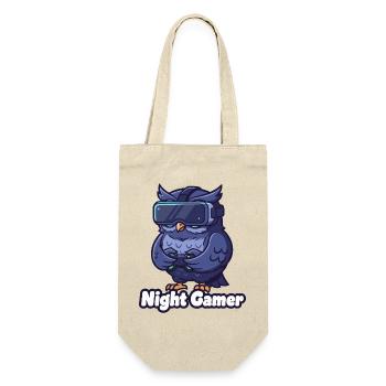 NachtGamer Eule VR - Geschenkbeutel für Flaschen - Natur - Vorne