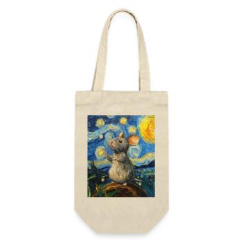 Souris mange du fromage Nuit étoilée à la Van Gogh - Sac à bouteille - nature - Devant