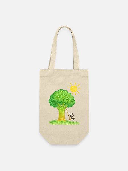 Brokkolibaum Swingin' Tage - Geschenkbeutel für Flaschen - Natur