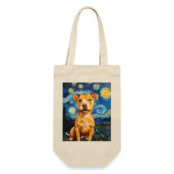 Pitbull Dog Dogs Van Gogh Style Starry Night - Gift Bag for Bottles - nature - Front