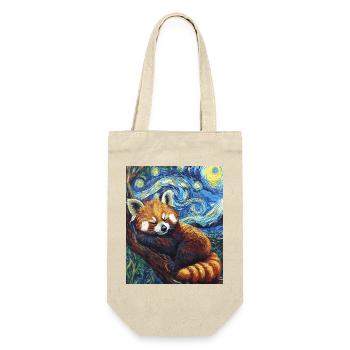Red Panda Bear Van Gogh Style Starry Night - Gift Bag for Bottles - nature - Front