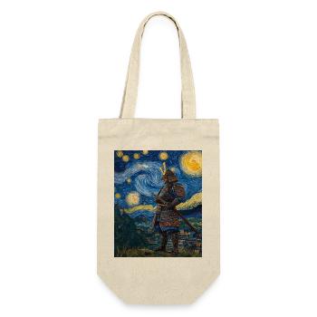 Samurai Japan Van Gogh Style Starry Night - Geschenkbeutel für Flaschen - Natur - Vorne
