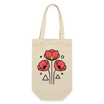 mohnblume-mohnblumen-minimalistisch-line-art-2 - Geschenkbeutel für Flaschen - Natur - Vorne