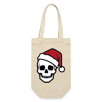Creepy Skeleton with Santa Hat Biker Horro - Gift Bag for Bottles - nature - Front