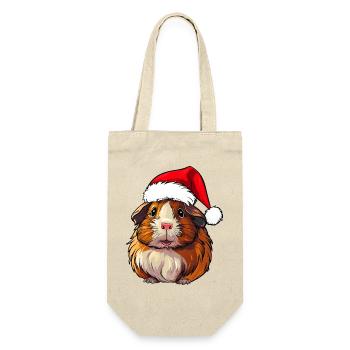 Weihnachten Meerschweinchen - Geschenkbeutel für Flaschen - Natur - Vorne