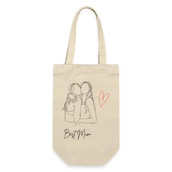 Best Mom with Heart - Best Mum - Gift Bag for Bottles - nature - Front