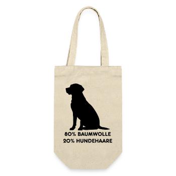 Hundeliebhaber Spruch – 20% Hundehaare - Geschenkbeutel für Flaschen - Natur - Vorne