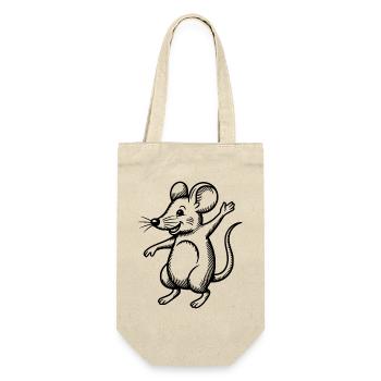 Maus Tanzen Springen Lachen Hüpfen Winken Feiern - Geschenkbeutel für Flaschen - Natur - Vorne