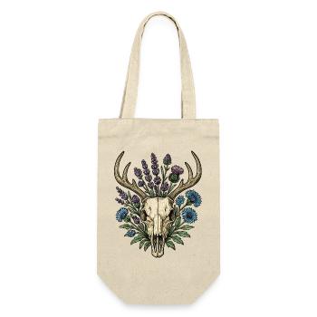 Hirschknochen mit Blumenkranz - Geschenkbeutel für Flaschen - Natur - Vorne