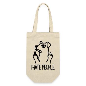 Dog Middle Finger I Hate People Saying - Gift Bag for Bottles - nature - Front