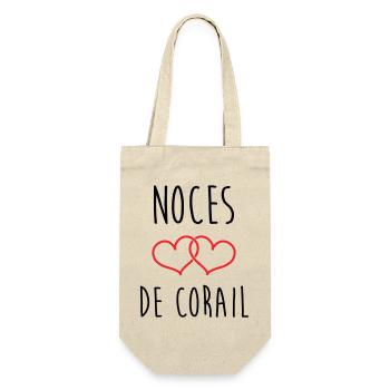 Coral Wedding 11 Jahre Ehe - Geschenkbeutel für Flaschen - Natur - Vorne