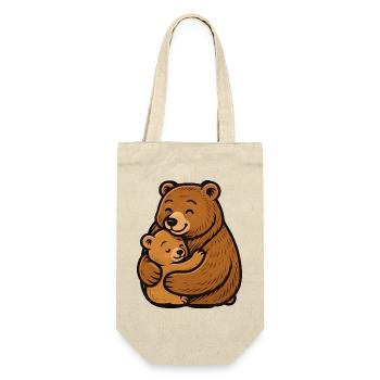 Mama und Jung Bären Umarmung - Geschenkbeutel für Flaschen - Natur - Vorne