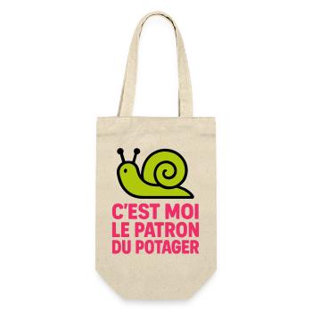 C'est Moi le Patron du Potager : Design Escargot - Sac à bouteille - nature - Devant