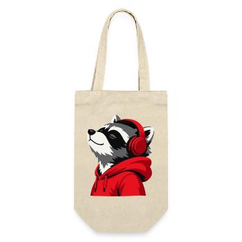 Raccoon Beats Hoodie Mascot - Gift Bag for Bottles - nature - Front