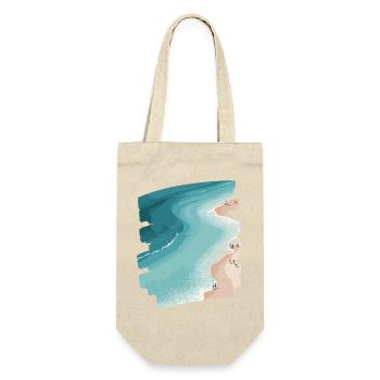 Strand Meer Palmen Retro - Geschenkbeutel für Flaschen - Natur - Vorne