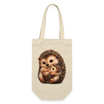 Illustration de câlins entre mère et bébé hérisson - Sac à bouteille - nature - Devant