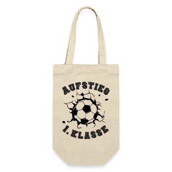 Schulkind Fußball Fussball Einschulung - Geschenkbeutel für Flaschen - Natur - Vorne