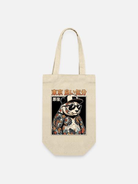 Japanischer Pandabär Mit Tattoos - Geschenkbeutel für Flaschen - Natur