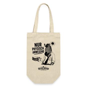 Nur physisch anwesend – Lustiges Zebra Büro Shirt  - Geschenkbeutel für Flaschen - Natur - Vorne