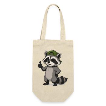 Dessin animé du raton laveur à la casquette verte - Sac à bouteille - nature - Devant