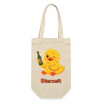 Ente Bierzeit - Geschenkbeutel für Flaschen - Natur - Vorne
