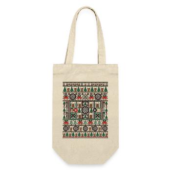 Weihnachts Kneipen Strickdesign Darts - Geschenkbeutel für Flaschen - Natur - Vorne
