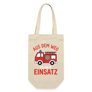 Feuerwehr Einsatz Feuerwehrmann Lustiger Spruch - Geschenkbeutel für Flaschen - Natur - Vorne