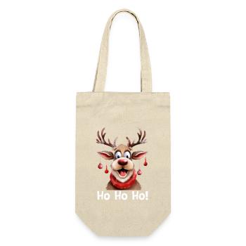 Rentier Ho Ho Ho Weihnachten Lustiges Motiv - Geschenkbeutel für Flaschen - Natur - Vorne