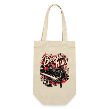 Boogie Piano – Rock'n'Roll & 50er Musik - Geschenkbeutel für Flaschen - Natur - Vorne