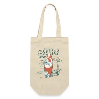 Retro Surf Welle am Strand - Geschenkbeutel für Flaschen - Natur - Vorne