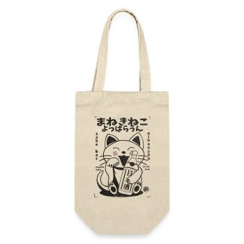 Maneki Neko Witzike Sake Katze - Geschenkbeutel für Flaschen - Natur - Vorne