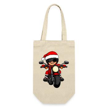 Motorradfahrer Weihnachten - Geschenkbeutel für Flaschen - Natur - Vorne